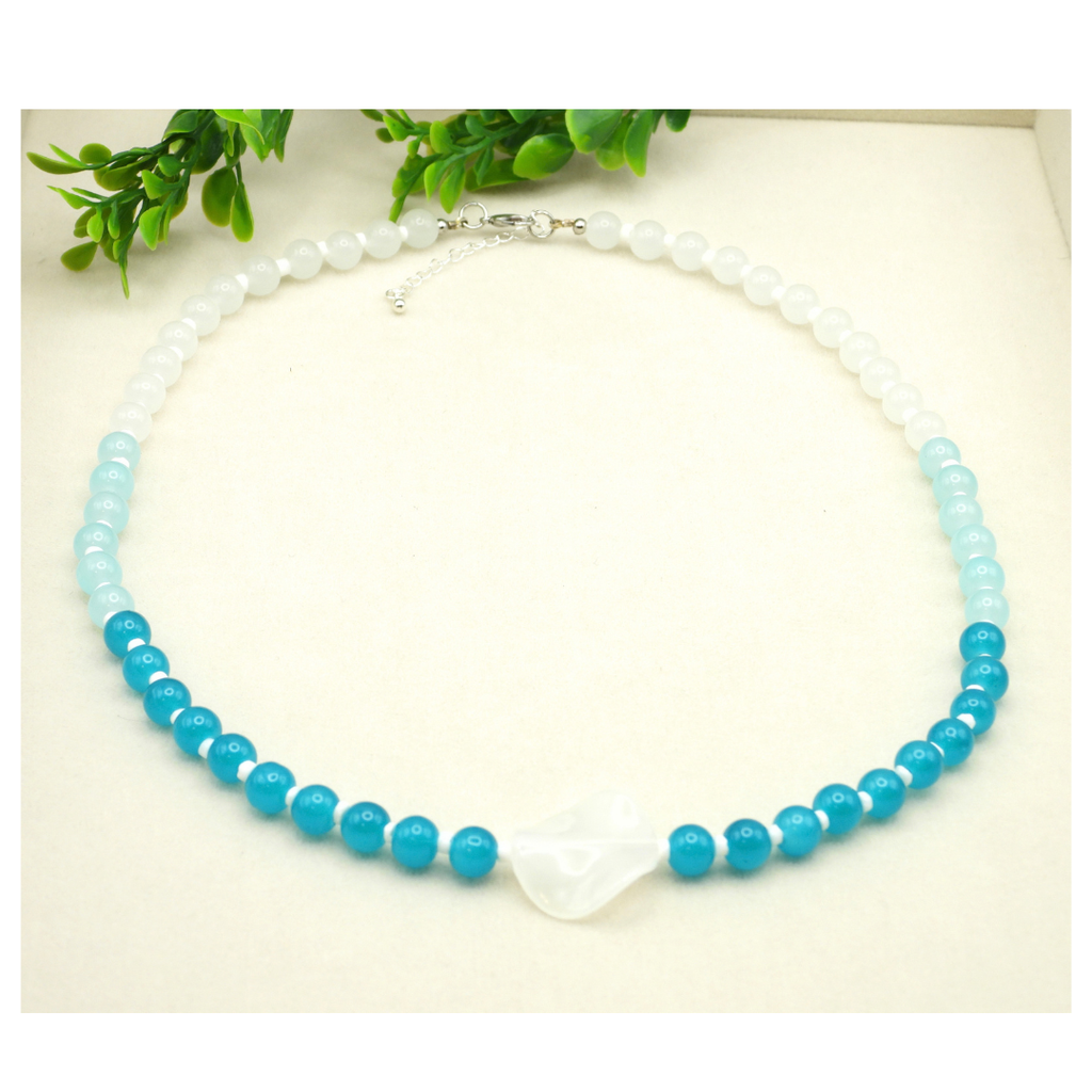 Ombre Glass Bead Necklace with Acrylic Charm