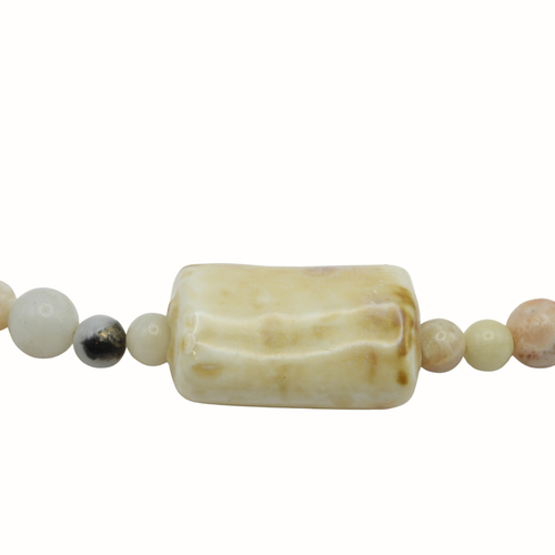 Amazonite Beaded Necklace with Ceramic Focal