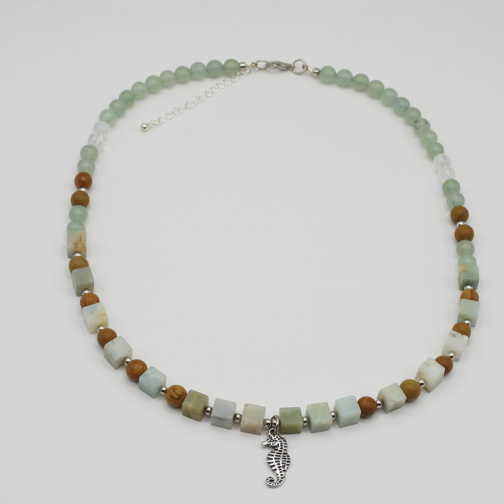 Green Aventurine & Amazonite Seahorse Necklace