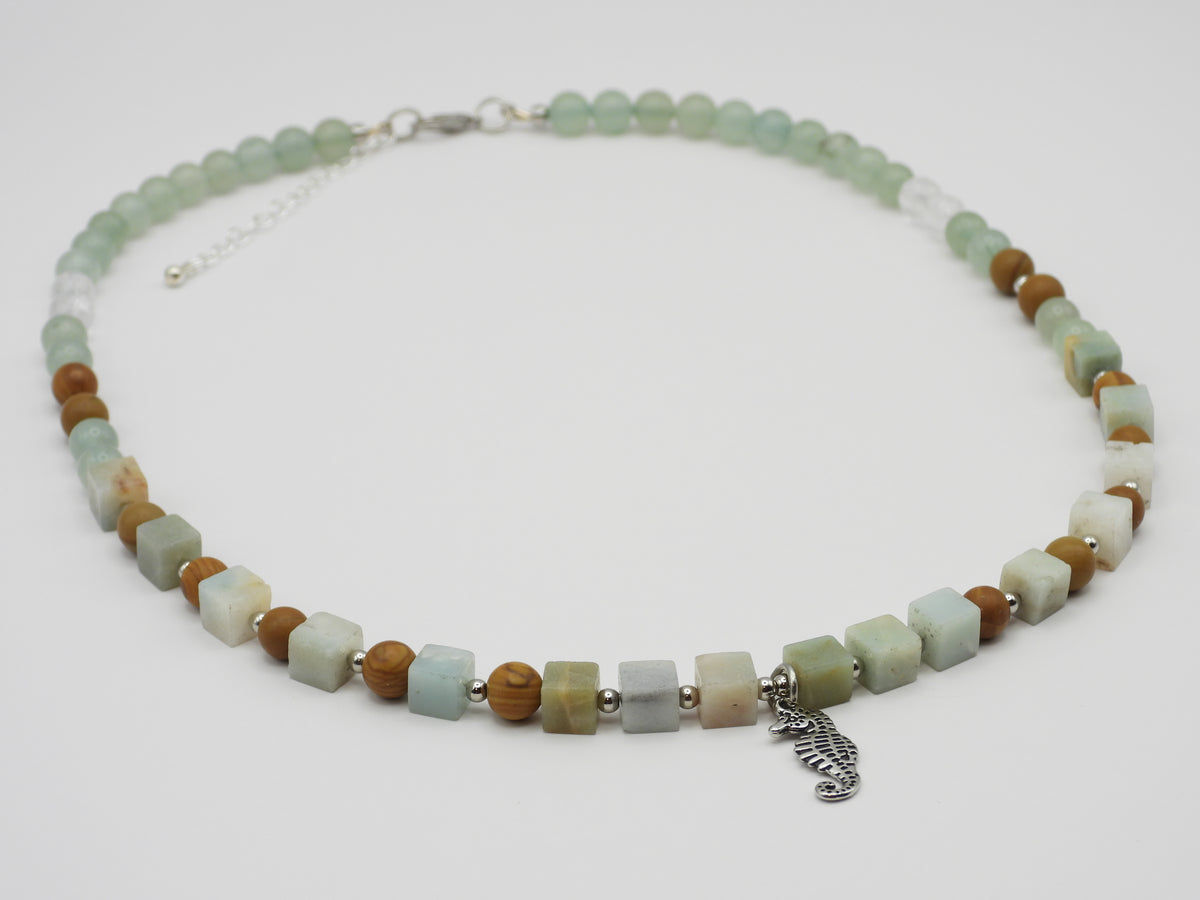 Green Aventurine & Amazonite Seahorse Necklace