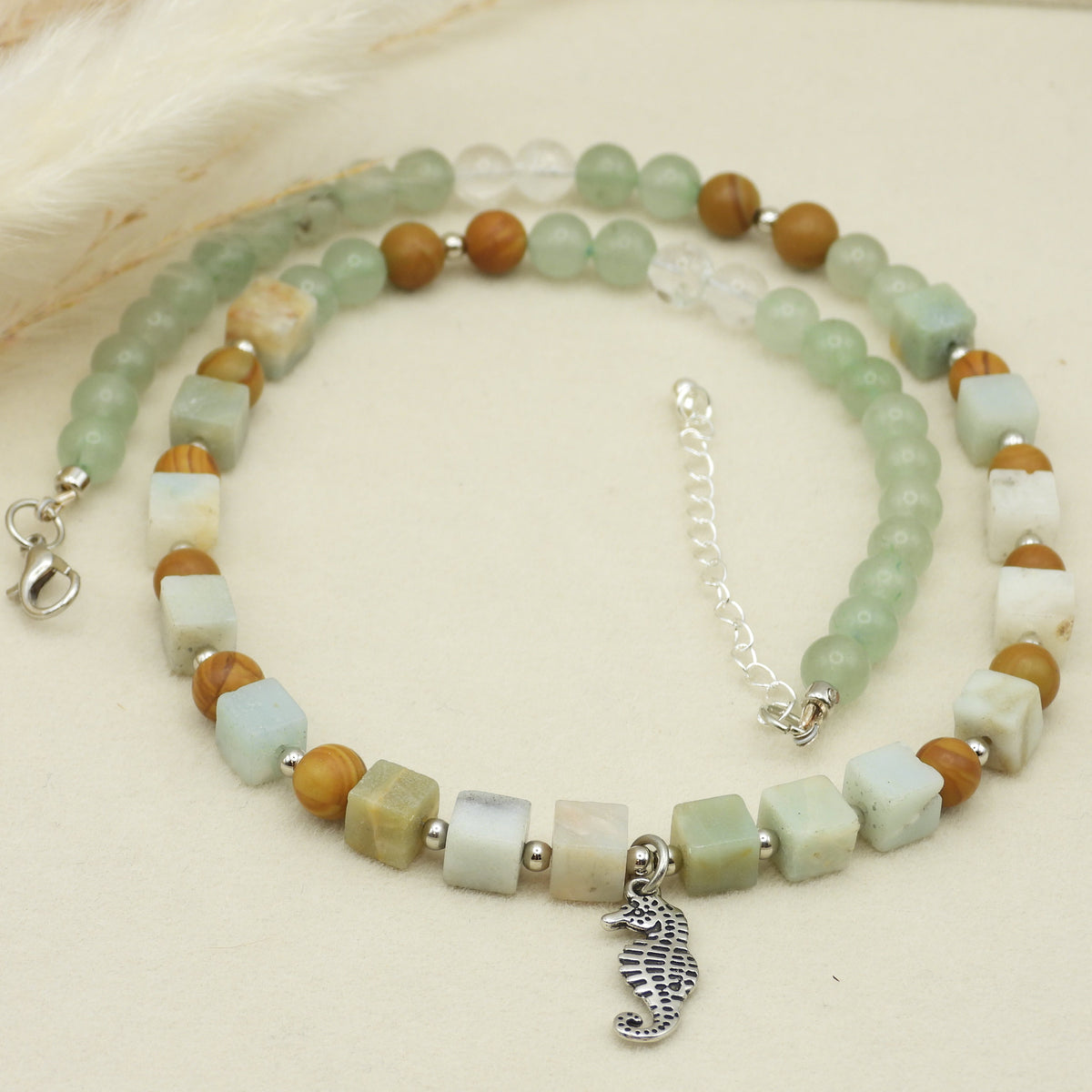 Green Aventurine & Amazonite Seahorse Necklace